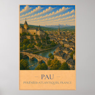 Pau, Frankreich – Vintage-Reiseposter Poster