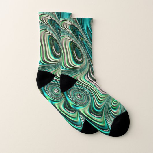 Paua Abalone Muschel Fraktal Abstrakt in Teals Socken (Paar)