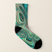 Paua Abalone Muschel Fraktal Abstrakt in Teals Socken (Links - Innen)