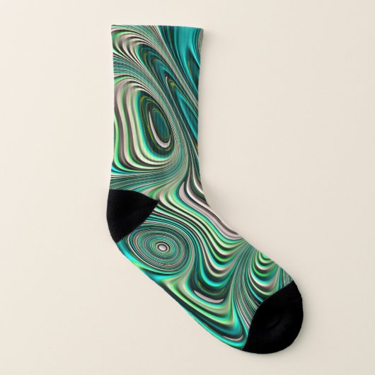 Paua Abalone Muschel Fraktal Abstrakt in Teals Socken (Links - Innen)