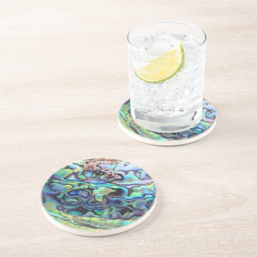 Paua abalone-Muschel Getränkeuntersetzer (Seite)
