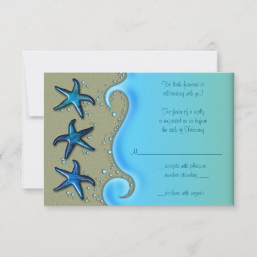 Paua Muschel Starfish Wedding Reply RSVP Card (Vorderseite)