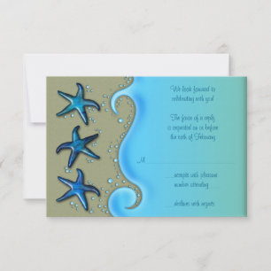 Paua Muschel Starfish Wedding Reply RSVP Card