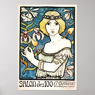 Paul Berthon Salon Des Cent Vintag Art Nouveau Poster