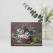 Paul Biva Peonies und Mimosa in einer Kupfervase Postkarte (Stehend Vorderseite)