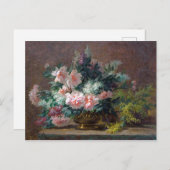 Paul Biva Peonies und Mimosa in einer Kupfervase Postkarte (Vorne/Hinten)