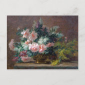 Paul Biva Peonies und Mimosa in einer Kupfervase Postkarte (Vorderseite)