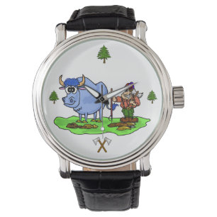 Paul Bunyan und Babe die Blue Ox Watch Ver. 2 Armbanduhr