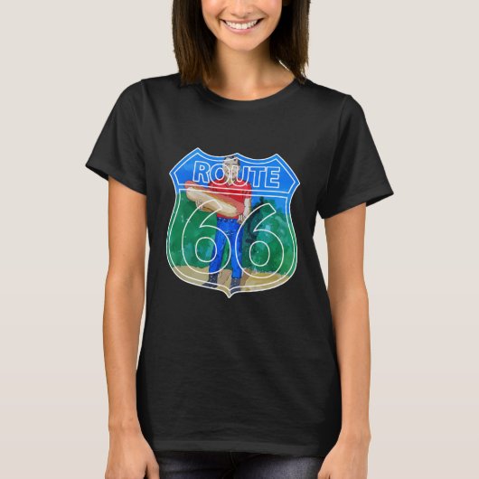 Paul Bunyon Hot Dog Mann auf Route 66 T-Shirt (Vorderseite)