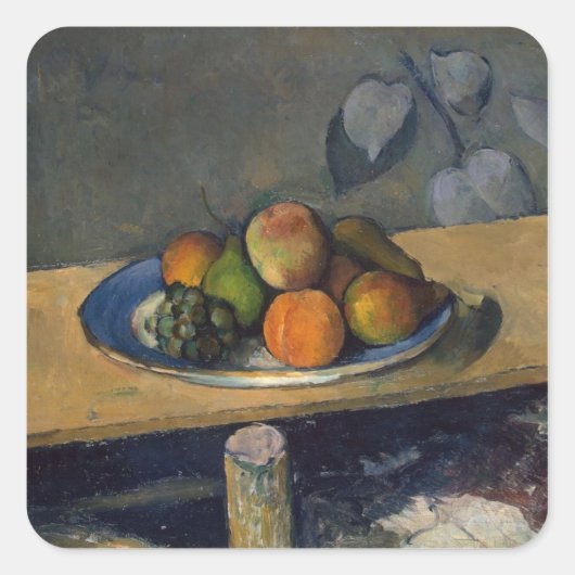 Paul Cezanne | Äpfel, Birnen und Trauben, c.1879 Quadratischer Aufkleber (Vorderseite)
