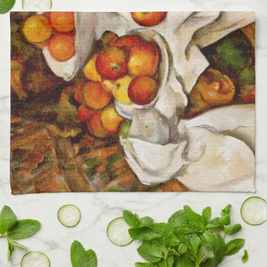 Paul Cezanne Apples Orange Impressionismus Geschirrtuch (Gefaltet)