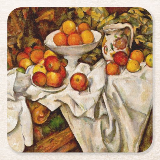Paul Cezanne Apples Orange Impressionismus Rechteckiger Pappuntersetzer (Vorderseite)