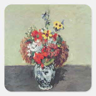 Paul Cezanne   Blume in einer Delft - Vase, c.1873 Quadratischer Aufkleber