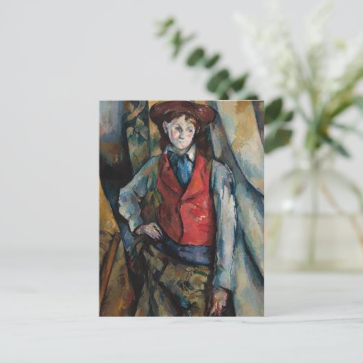 Paul Cezanne - Boy in the Red Vest Postcard Postkarte (Stehend Vorderseite)