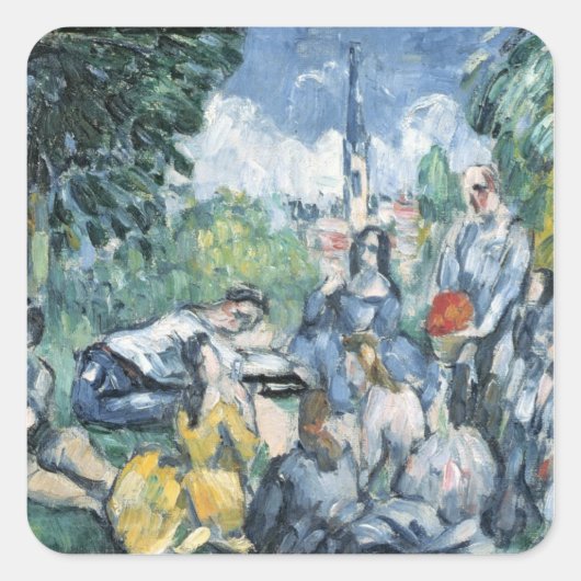 Paul Cezanne | Dejeuner sur l'herbe, 1876-77 Quadratischer Aufkleber (Vorderseite)