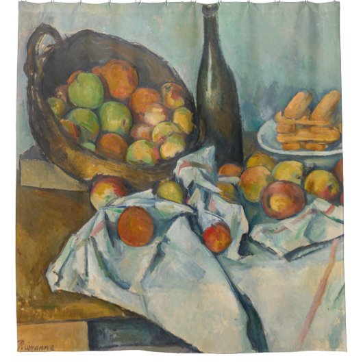 Paul Cezanne - Der Korb der Äpfel Duschvorhang (Vorderseite)