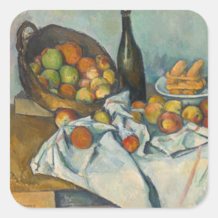Paul Cezanne - Der Korb der Äpfel Quadratischer Aufkleber