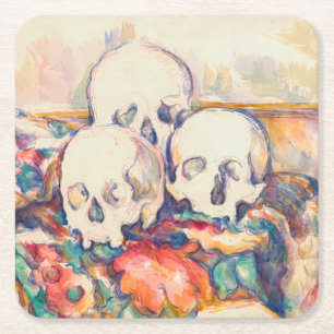 Paul Cezanne - Die drei Totenkopf-Aquarell Rechteckiger Pappuntersetzer