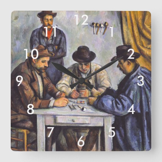 Paul Cezanne - Die Kartenspieler Quadratische Wanduhr (Vorderseite)