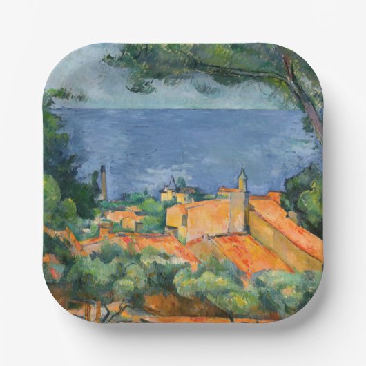 Paul Cezanne - Estaque mit Roten Roofs Pappteller (Vorderseite)