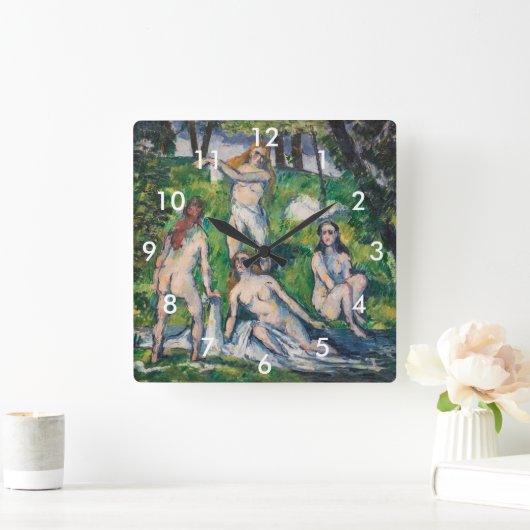 Paul Cezanne - Four Bathers Quadratische Wanduhr (Zuhause)