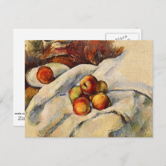 Paul Cezanne Gemälde, Äpfel auf einem Blatt Postka Postkarte (Vorne/Hinten)