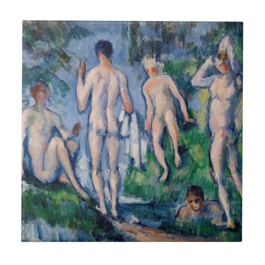 Paul Cezanne - Gruppe der Bathers Fliese (Vorderseite)