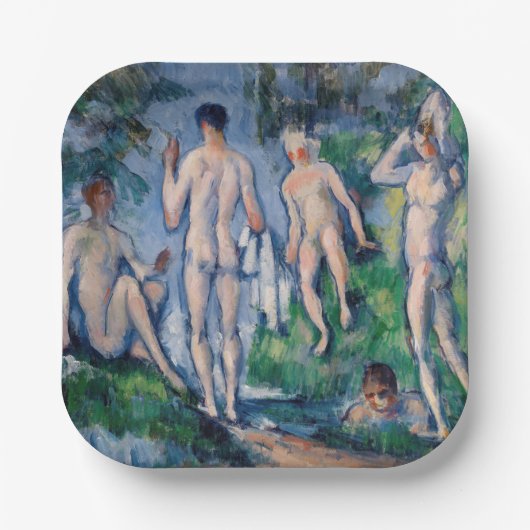 Paul Cezanne - Gruppe der Bathers Pappteller (Vorderseite)