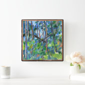 Paul Cezanne: Im Wald, Gemälde von Cezanne Quadratische Wanduhr (Zuhause)
