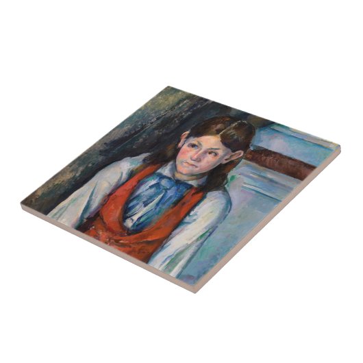 Paul Cezanne - Junge im Roten Westen Fliese (Seite)