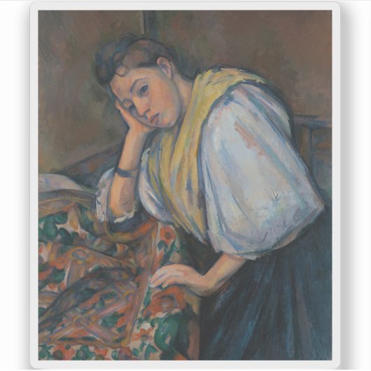Paul Cézanne - Junge italienische Frau am Tisch Aufkleber (Vorderseite)