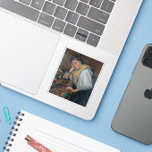 Paul Cézanne - Junge italienische Frau am Tisch Aufkleber (Laptop mit iPhone)