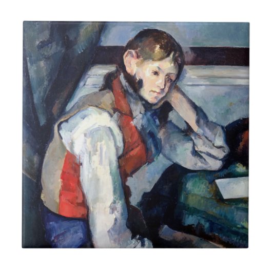 Paul Cezanne - Junge mit roter Weste Fliese (Vorderseite)