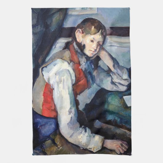 Paul Cezanne - Junge mit roter Weste Geschirrtuch (Vertikal)
