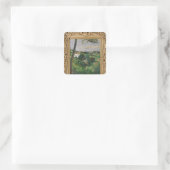 Paul Cezanne | Landschaft mit rotem Dach oder Kief Quadratischer Aufkleber (Tasche)