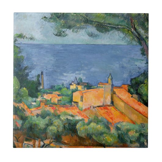 Paul Cezanne - L'Estaque mit roten Dächern Fliese (Vorderseite)