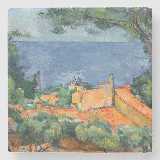 Paul Cezanne - L'Estaque mit roten Dächern Steinuntersetzer (Vorderseite)