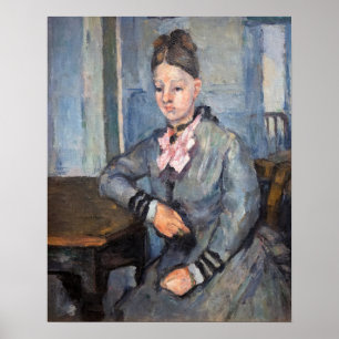 Paul Cezanne - Madame Cezanne, auf einen Tisch ges Poster