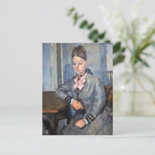 Paul Cezanne - Madame Cezanne Leaning an einem Tis Postkarte (Stehend Vorderseite)
