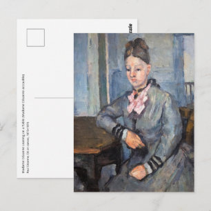 Paul Cezanne - Madame Cezanne sich auf einen Tisch Postkarte