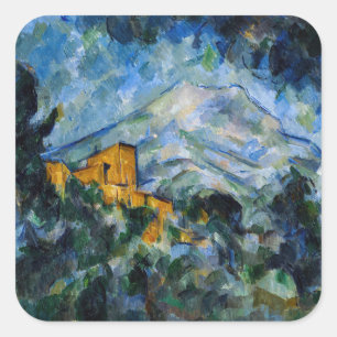 Paul Cezanne - Mont Saint-Victoire & Chateau Noir Quadratischer Aufkleber