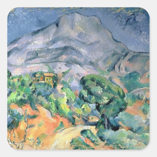 Paul Cezanne | Mont Sainte-Victoire, 1900 Quadratischer Aufkleber (Vorderseite)