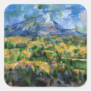 Paul Cezanne - Mont Sainte-Victoire Quadratischer Aufkleber