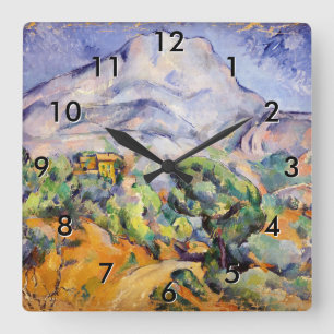 Paul Cezanne - Mont Sainte-Victoire, Tholonet-Stra Quadratische Wanduhr