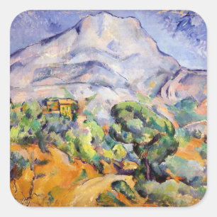 Paul Cezanne - Mont Sainte-Victoire, Tholonet-Stra Quadratischer Aufkleber