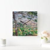 Paul Cezanne - Mont Sainte-Victoire und große Kief Quadratische Wanduhr (Zuhause)