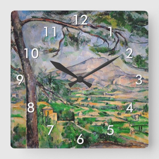 Paul Cezanne - Mont Sainte-Victoire und große Kief Quadratische Wanduhr (Vorderseite)