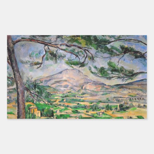 Paul Cezanne - Mont Sainte-Victoire und große Kief Rechteckiger Aufkleber (Vorderseite)