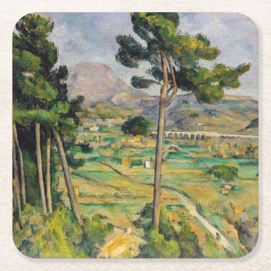 Paul Cezanne - Mont Sainte-Victoire und Viadukt Rechteckiger Pappuntersetzer (Vorderseite)