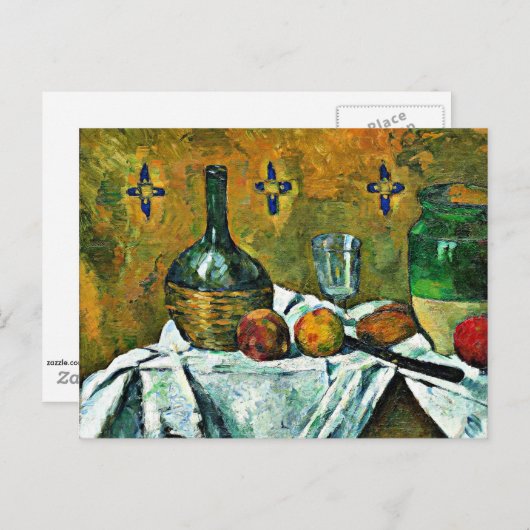 Paul Cezanne painting, Still Life with Flask Postkarte (Vorne/Hinten)